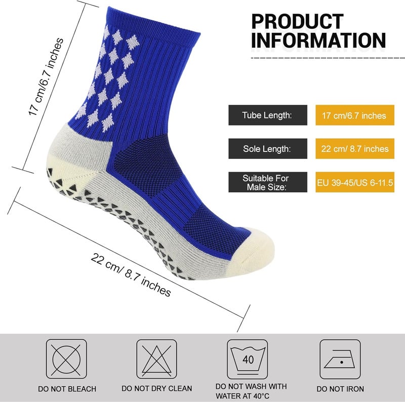Ultrafun 5 Pairs Mens Grip Soccer Socks Non Slip Cushioned Crew Football Sports Socks - Image 2
